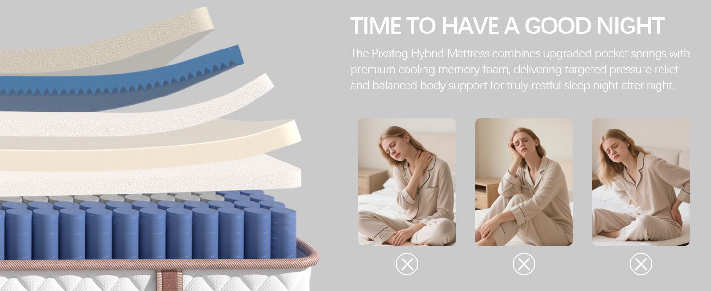 Queen Size Mattress Full Size Medium Firm Hybrid for Couples Motion Isolation Cool Comfort Zero Disturbance 800 Pocket Coils Gel Foam Top Individually Wrapped Coils for a Romantic Night’s Sleep