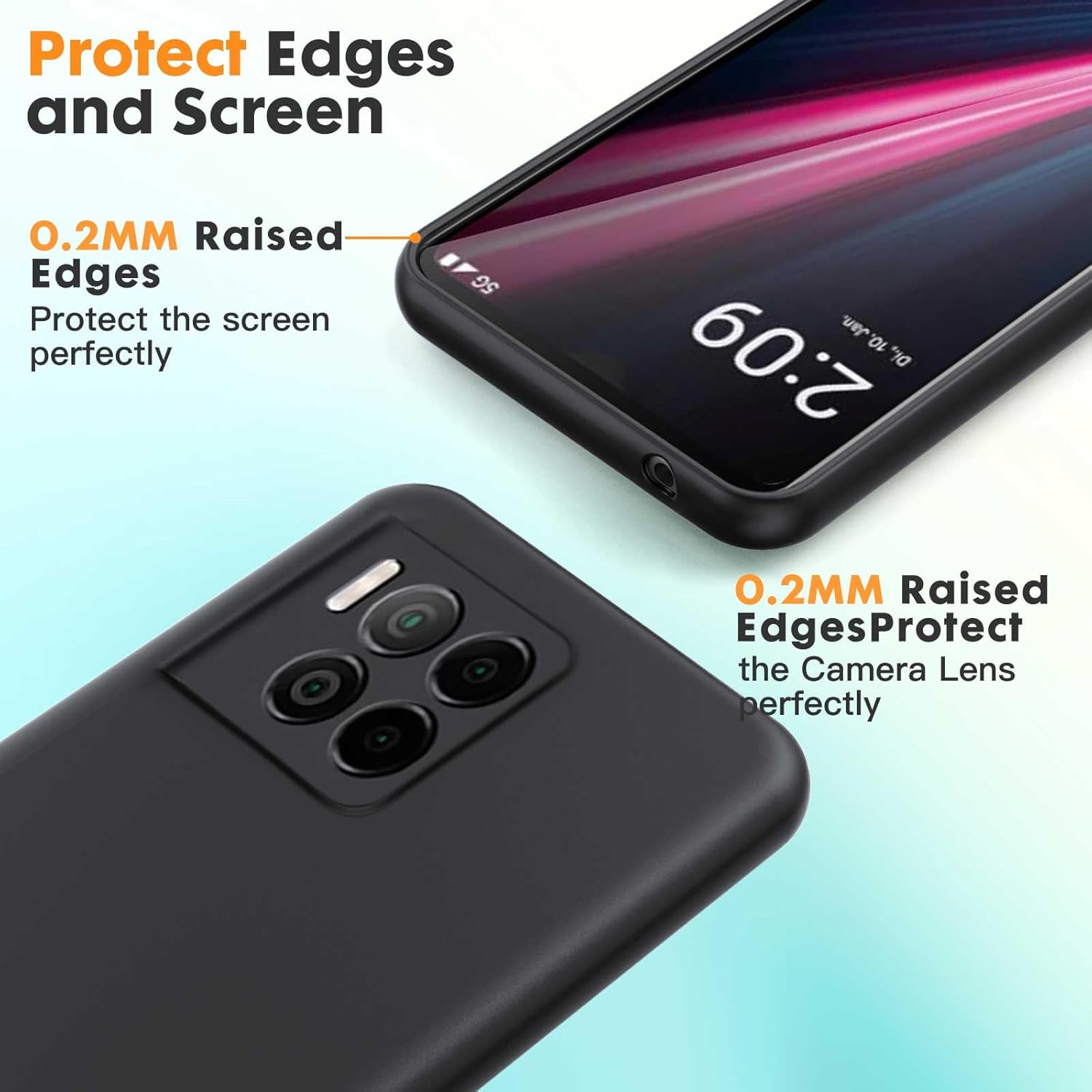 Compatible for T-Mobile REVVL 7Pro 5G Phone Case with Screen Protector, Soft TPU Silicone Case Shockproof Non-Slip Camera Protective Case Slim Cover for T-Mobile REVVL Case