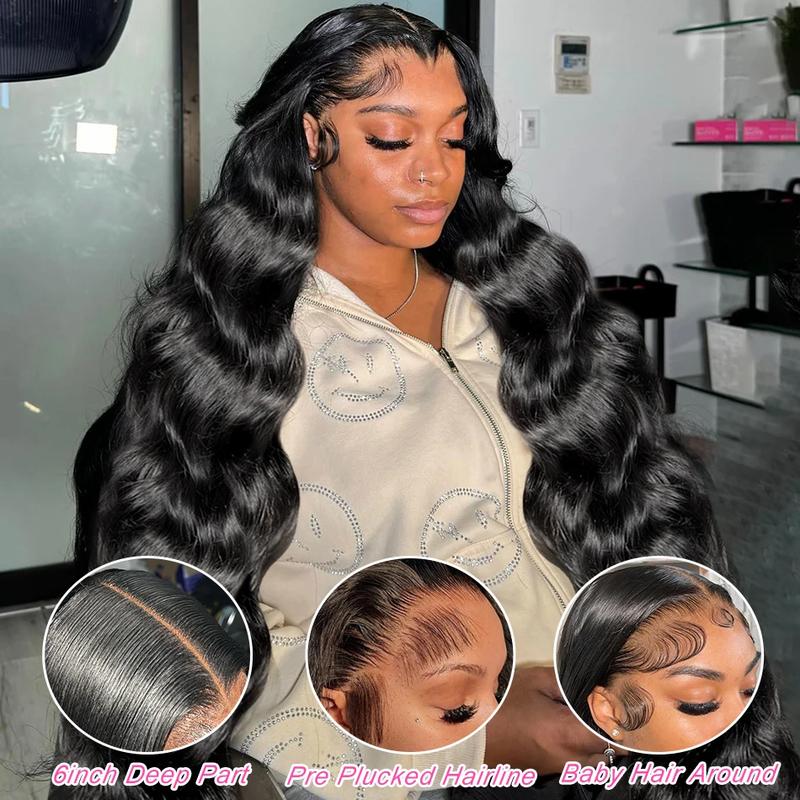 CUTE BEIN 13x6 Lace Front Wigs Human Hair for Women Pre Plucked Straight & Body Wave HD Lace Frontal Wigs Natural Black Color Medium Cap Size 22.5inch Glueless Wig