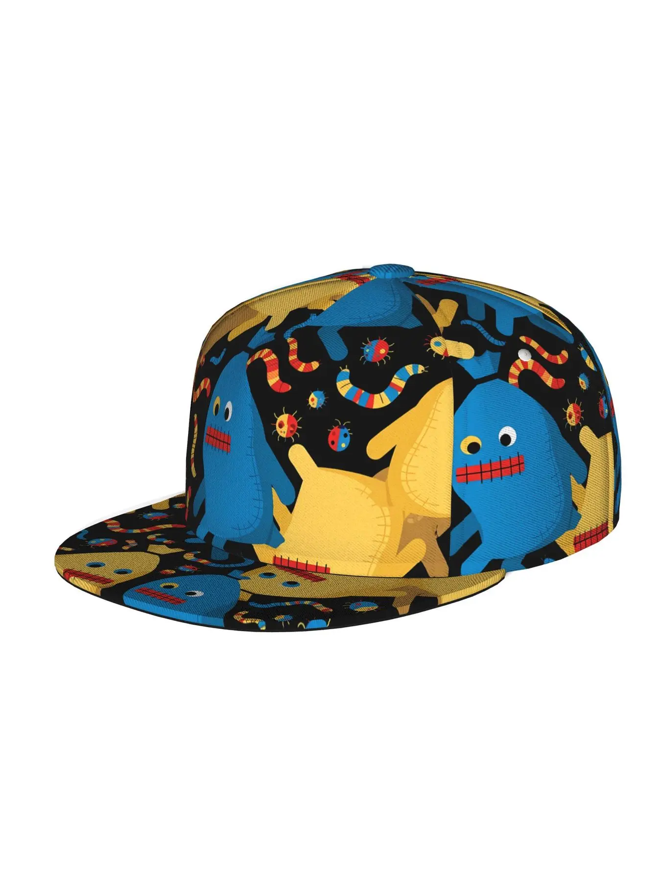 Cartoon Monsters and Worms Pattern, Unisex baseball cap, adjustable back buckle trucker cap, party baseball cap, punk-style sun hat, suitable for skateboarding, dancing and outdoor sports, all year round.