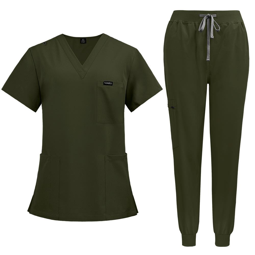 Comfortable Leisure Care Center Daily Practical Work Clothes Set Women Unisex Doctor Hospital Uniform Top Jogger Pants Veterinary Nursing Uniforms