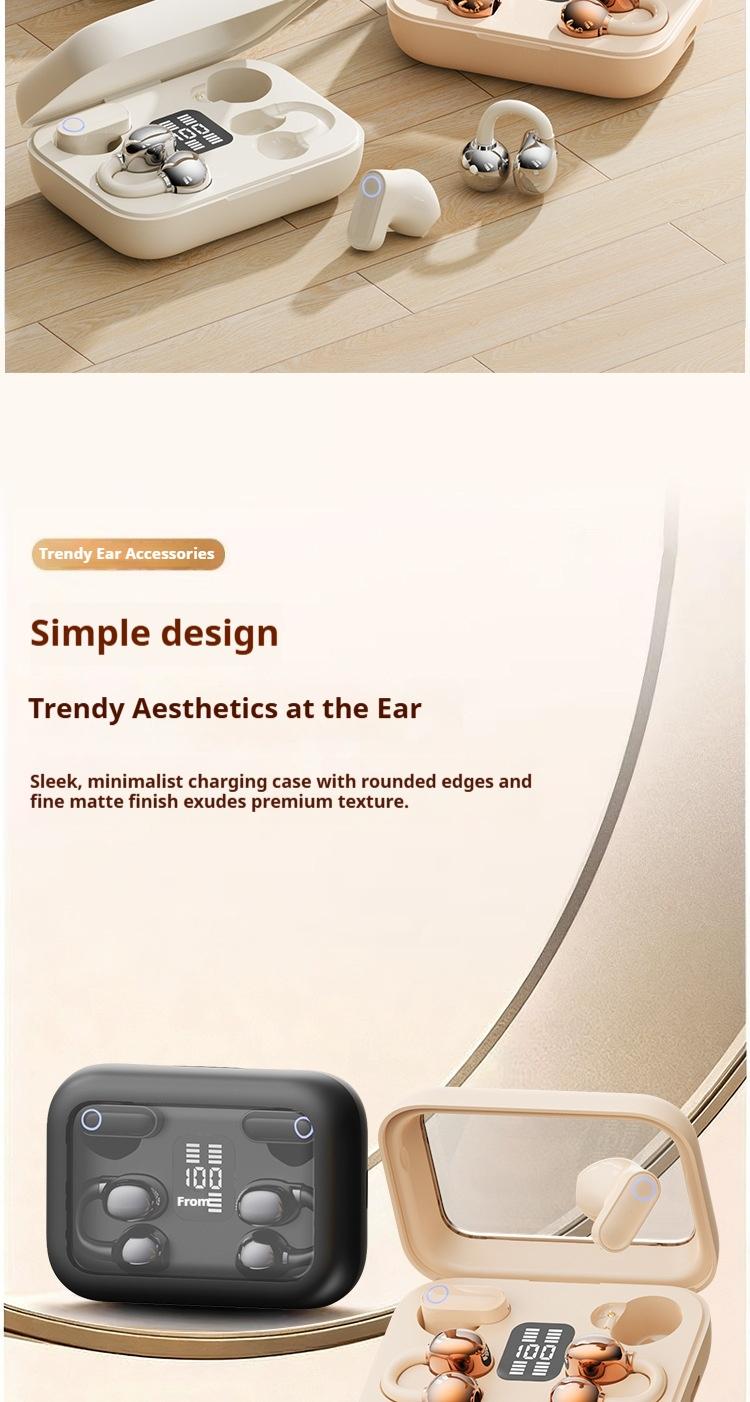 Hetoie 2026 Open-Back Bluetooth-compatible Earbuds, Wireless Headphones with Clear Mic, Type-C Fast Charging, Comfortable All-Day Wear