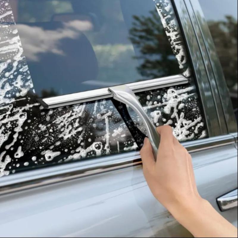 Stainless Steel Multi-Purpose Shower Squeegee, Replaceable Rubber Blade, Handheld Glass Cleaner, Durable Home Cleaning Tool, Squeegee Drying