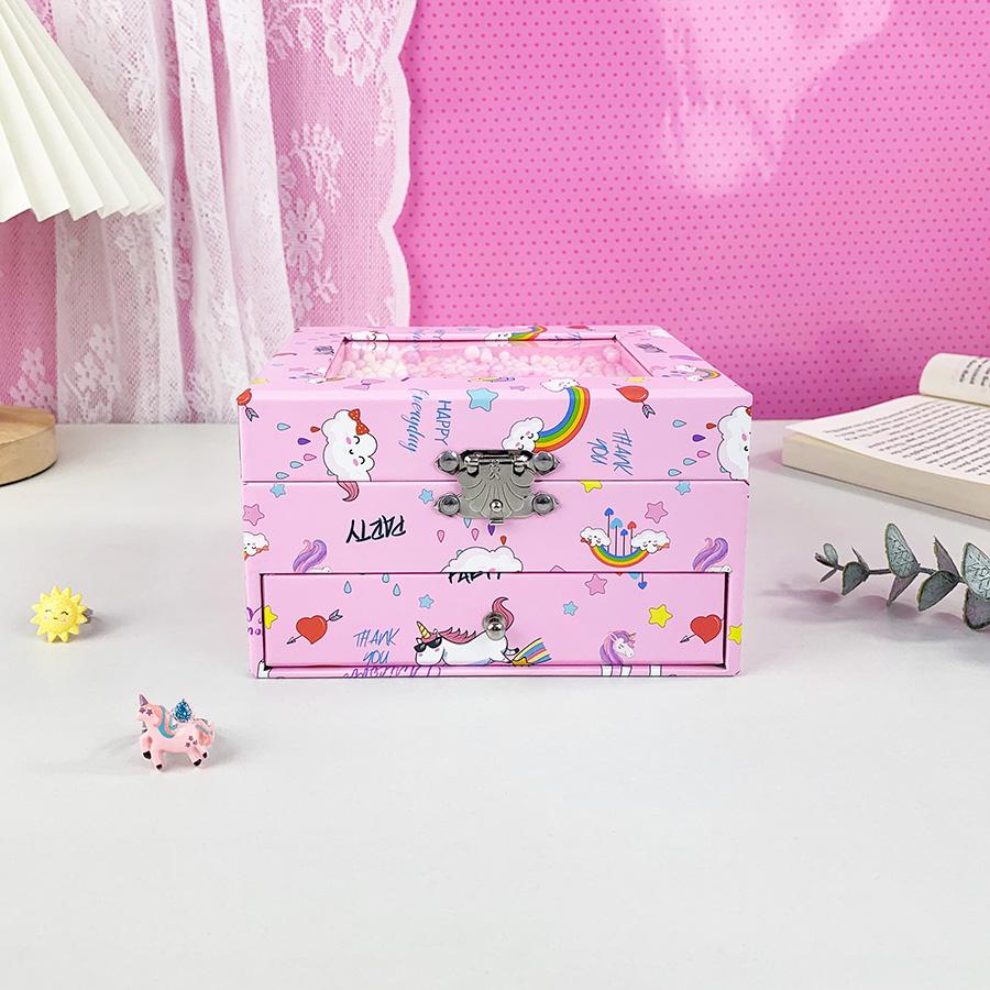 1pc Drawer Unicorn Rocking Music Jewelry Box, Jewelry Storage Gift Box, Suitable for Bracelet, Ring, Earring Storage, Perfect as Gift and Souvenir, Graduation Season, Christmas Gift