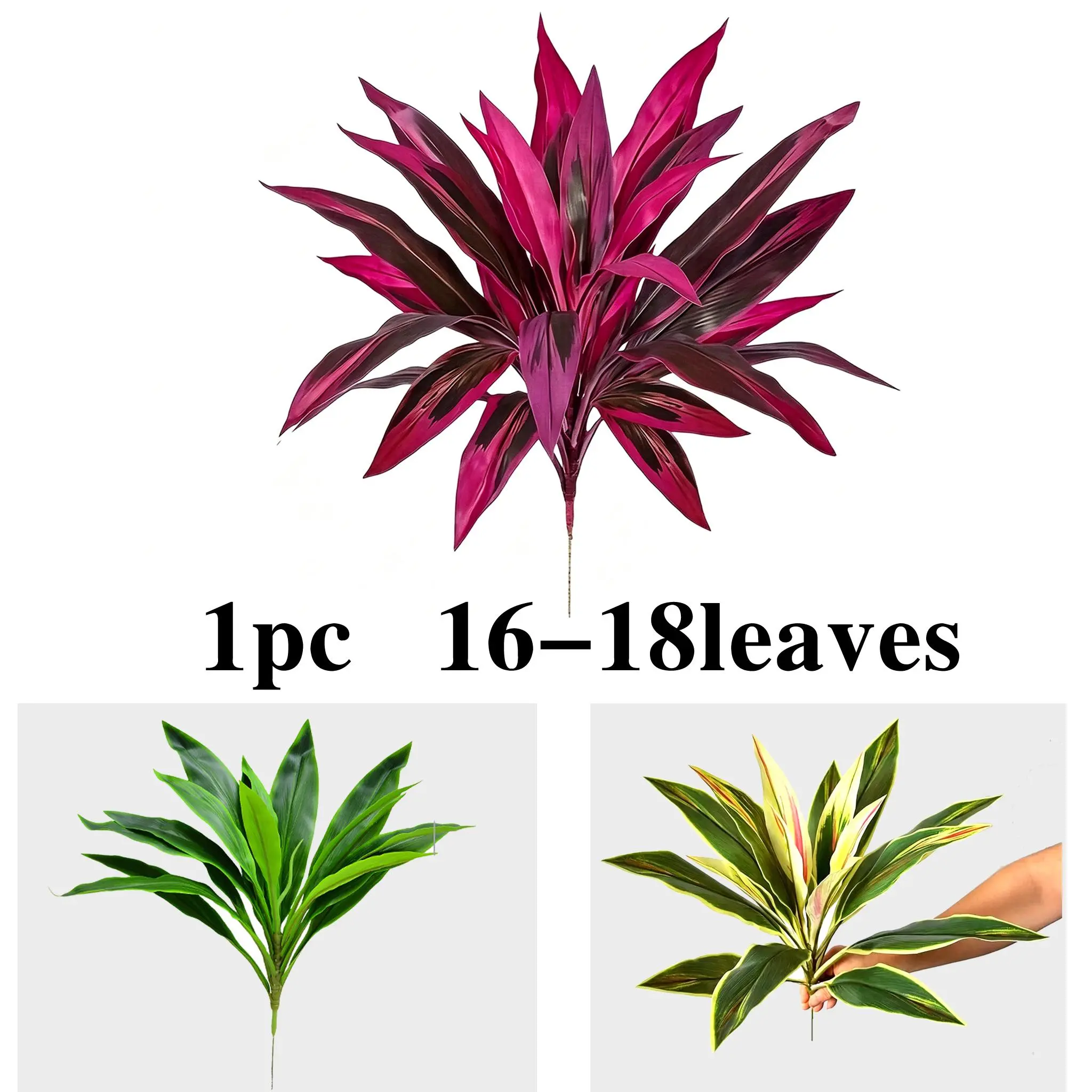 2Pcs Tropical Artificial Dracaena Braziliensis Hanging Bouquets - Lightweight, UV-Resistant, Fade-Resistant, Realistic Layered Foliage, for Entryway Plant Decor, Outdoor Decor, Hanging Display Gift