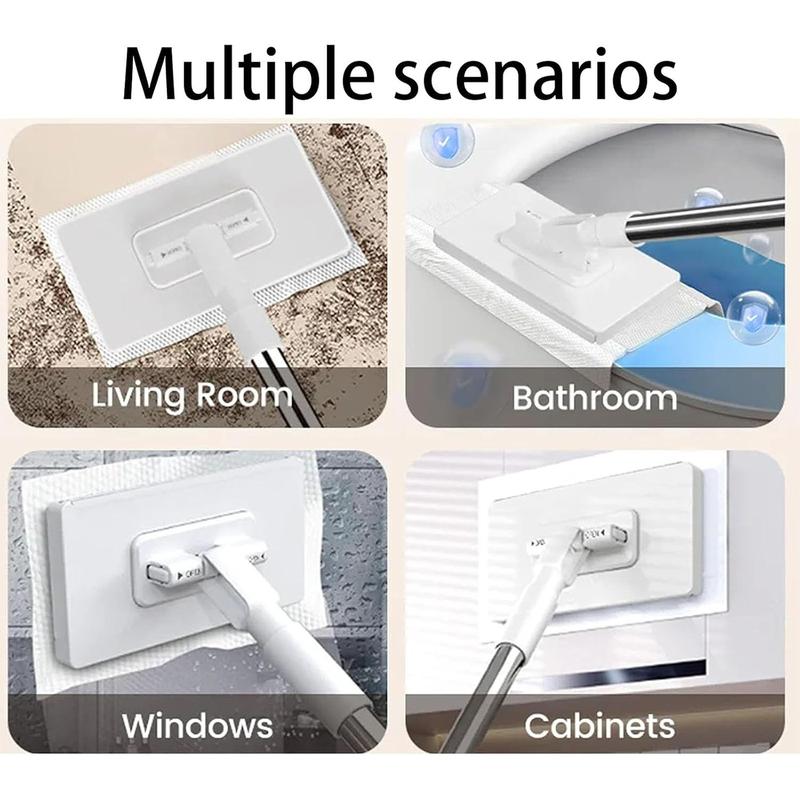 Snap Grip Mini Mop, Cloth Changing Mini Mop, Zero Touch Mini Mops, Disposable Dust Mop with 8/10 Reusable Cloths, Long Handle Wet and Dry, All Rags Can Be Installed, Retractable Gap Dust Cleaner Flat Mops with Locking Head & Sweeping Cloths for Multi Clea