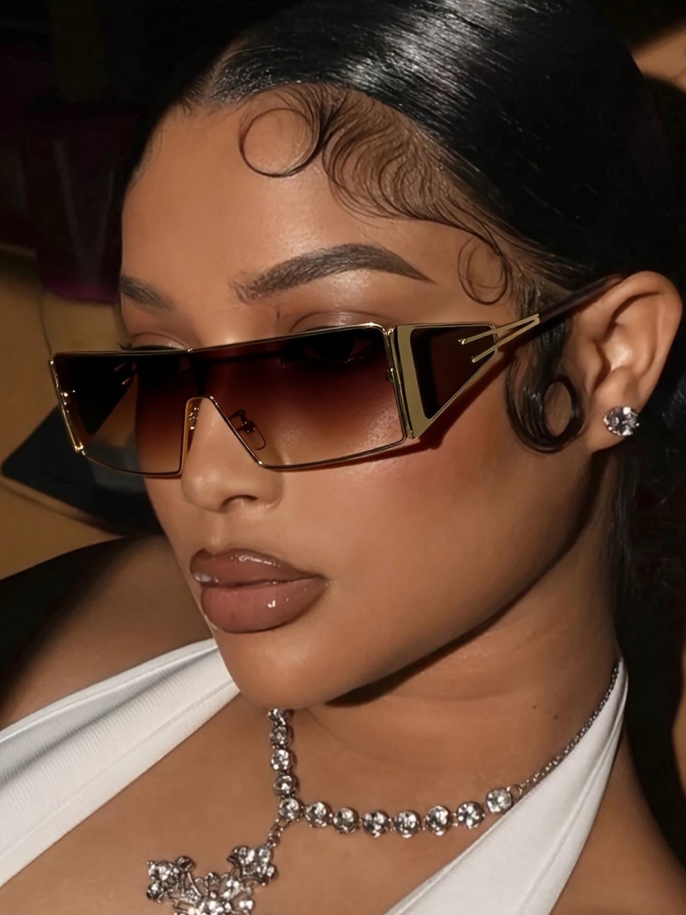 Women's New Full-Rim Irregular-Shaped Sunglasses, Fashionable Popular Metal Glasses, Multicolor Lenses Luxury Glasses, Casual Stylish Glasses