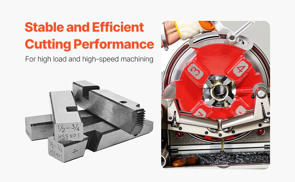 VEVOR Threading Machine Dies, 1/2-3/4 NPT Pipe Dies(4 Packs), Right-Handed HSS Pipe Threading Dies, Fit VEVOR Integrated Pipe Threading Machines