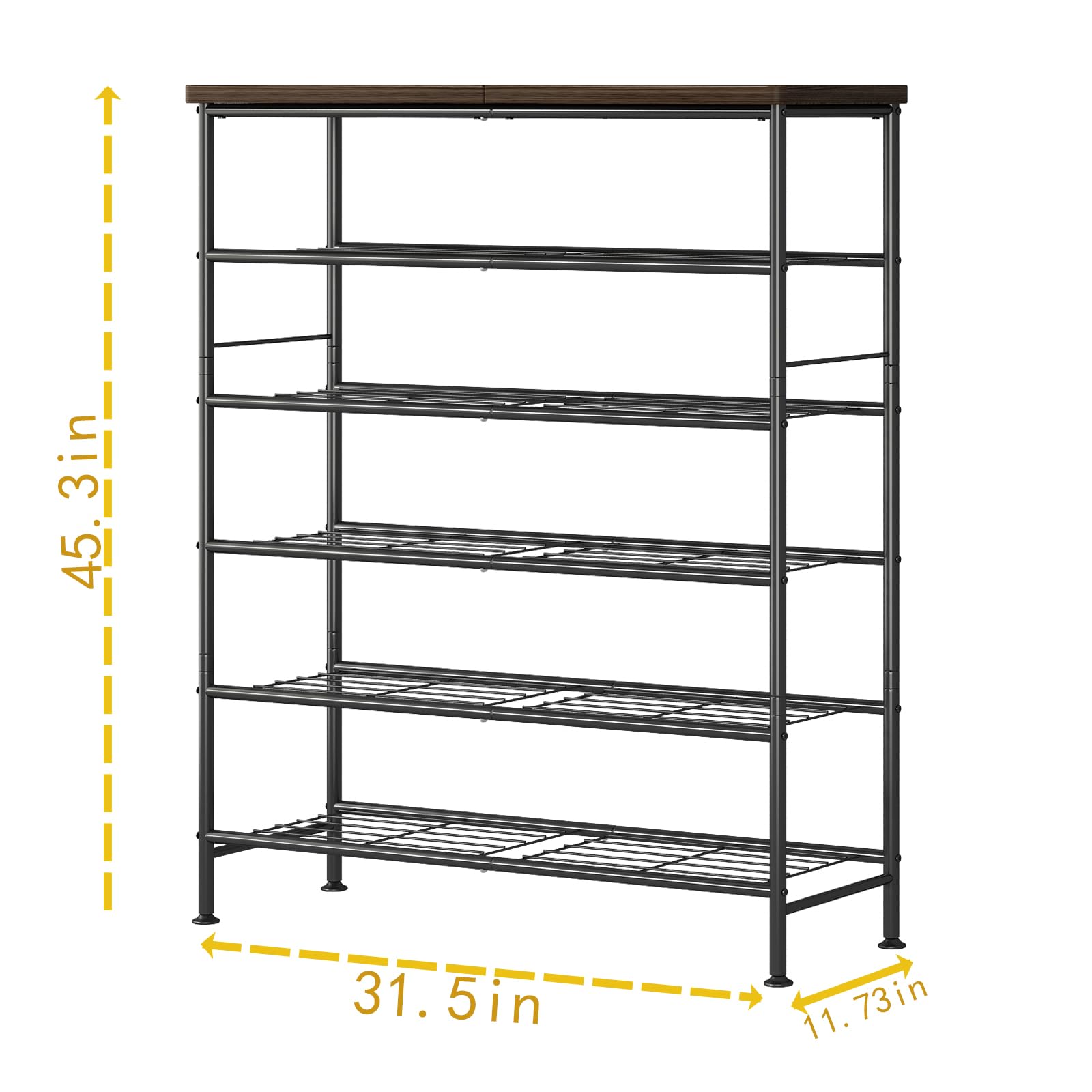 SUOERNUO 4 Tier 5 Tier 6 Tier Shoe Rack Organizer for Closet Entryway Free Standing Metal Storage Shelf with MDF Top Board Modern Furniture for Bedroom Organization