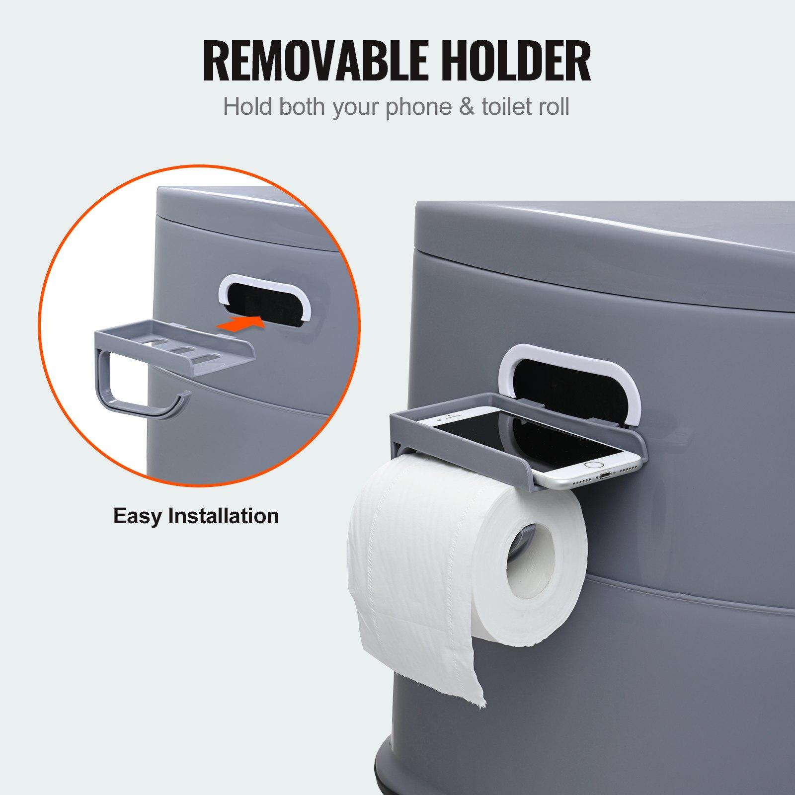 VEVOR Polypropylene (PP Plastic) Portable Camping Toilet, 300 lbs Capacity Porta Potty with 1.3 Gal Detachable Inner Bucket, Removable Washable Paper Holder, Non-Slip Commode, Double Cover, Side Handles, Odorless for Adults/Kids, Camping/Travel VEVOR Polypropylene (PP Plastic) Portable Camping Toilet, 300 lbs Capacity Porta Potty with 1.3 Gal Detachable Inner Bucket, Removable Washable Paper Holder, Non-Slip Commode, Double Cover, Side Handles, Odorless for Adults/Kids, Camping/Travel