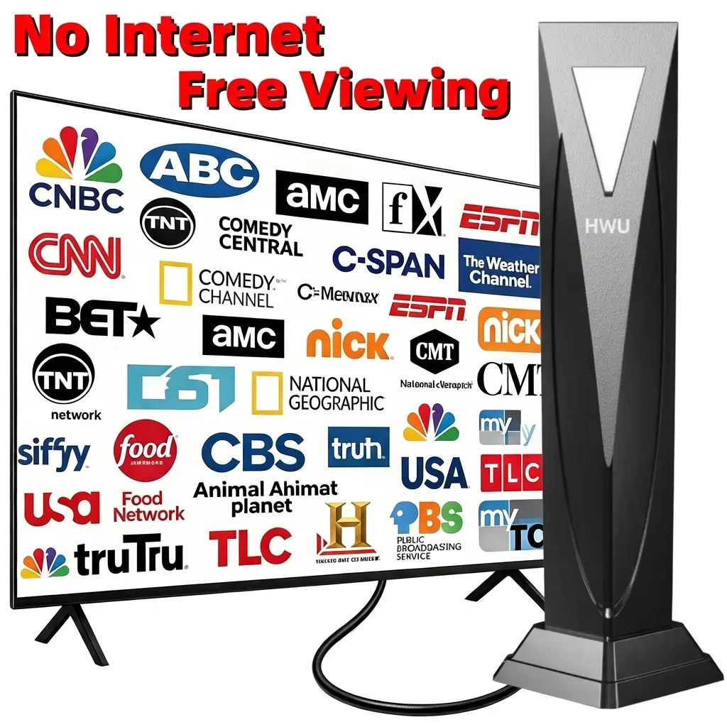 Antenna TV Indoor HDTV Antenna 4K Ultra HD 1080p Full HD - Super Vivid Color, Crystal Picture, Local Channels Reception, High-Gain Signal, Easy Setup for Home and Outdoor TV