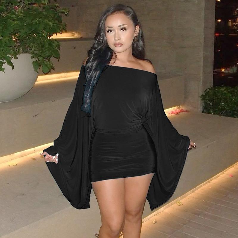 Women Spring Autumn Long Sleeve Party Club Evening Bodycon Mini Dress Womenswear Elegant Chic