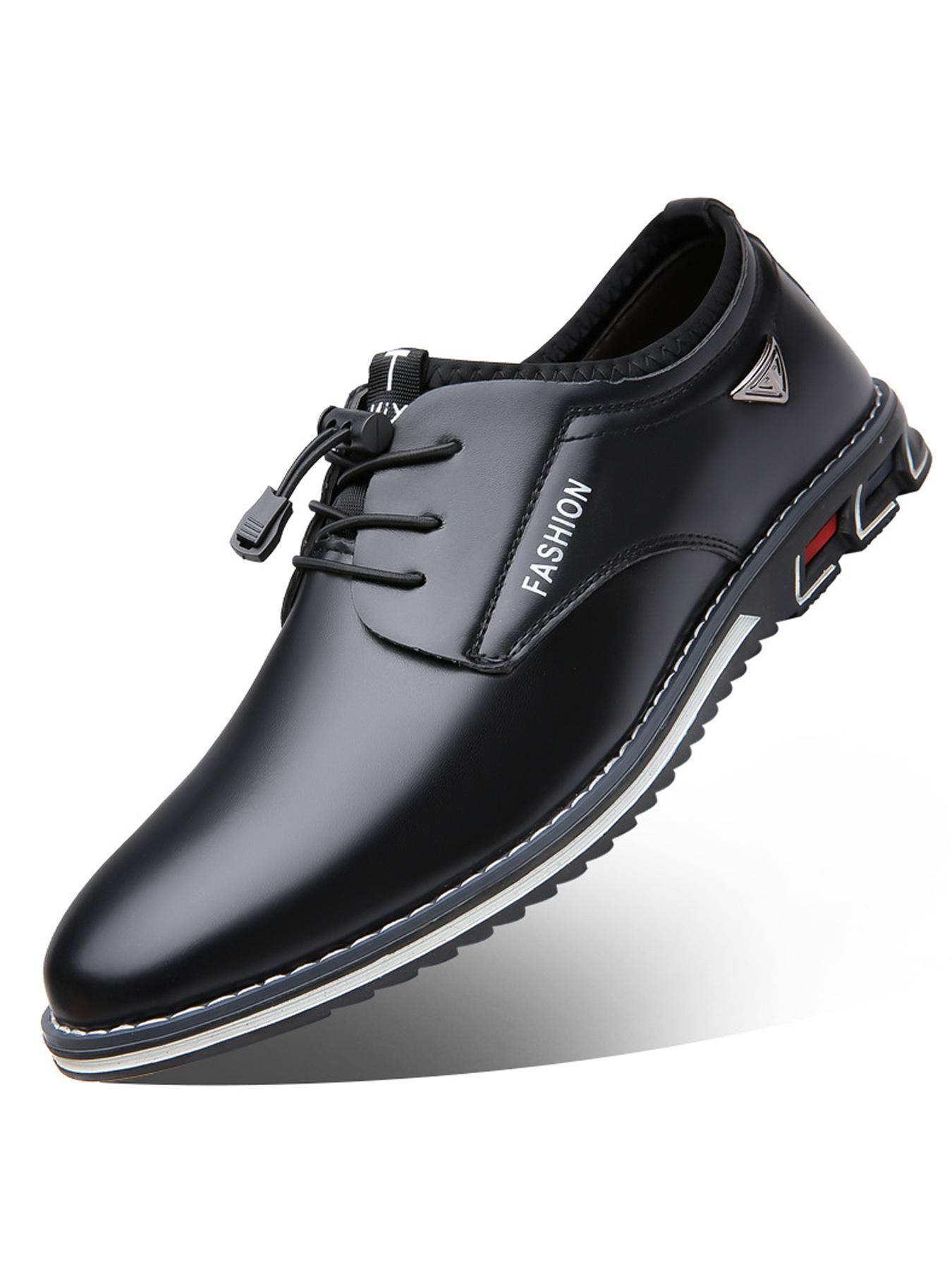Men's Business Solid Color Lace up Dress Shoes, 1 Pair Minimalist Style Formal Pu Leather Shoes for Work Office, Comfortable Shoes for Daily Wear, Perfect for Men and Outdoor
