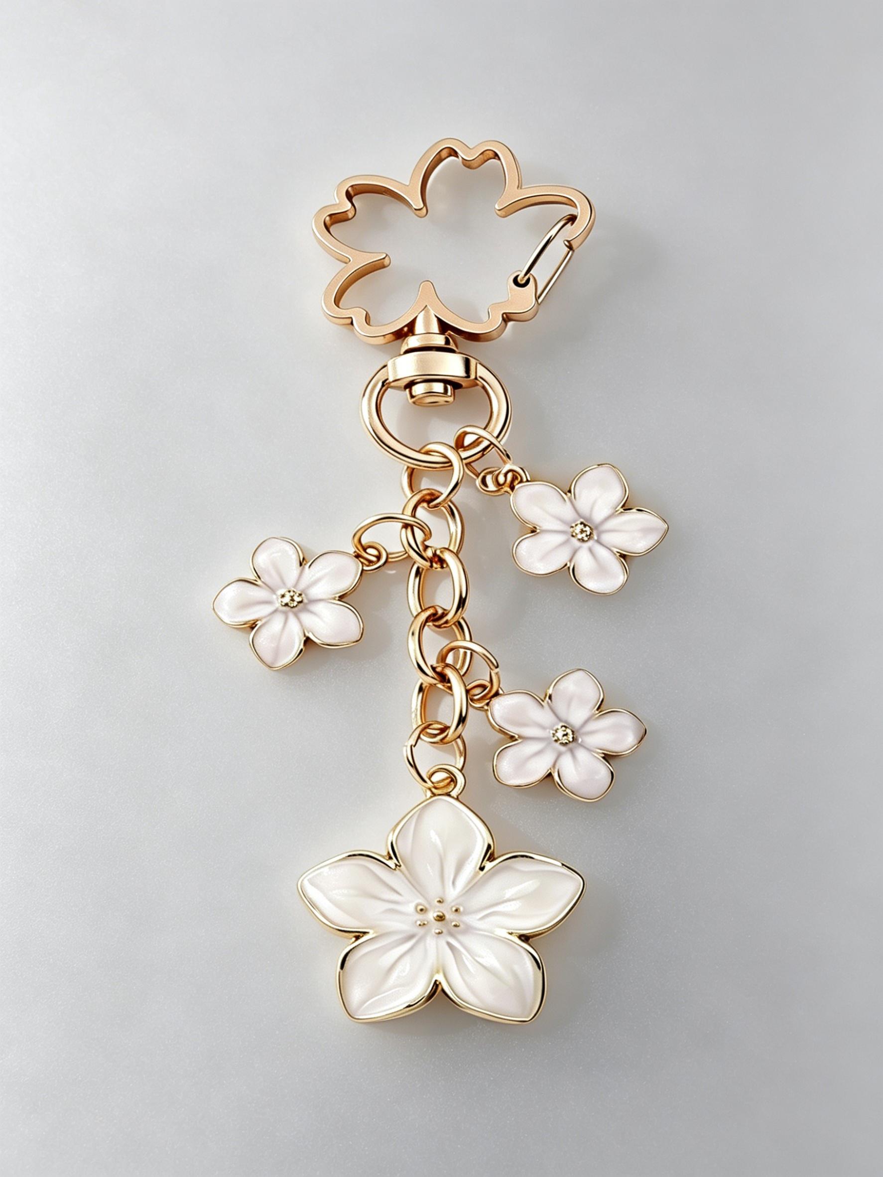 Elegant Sakura Flower Alloy Keychain, Stylish Plant Charm, Trendy Bag Pendant, Perfect Gift for Friends and Family, Memorial Present