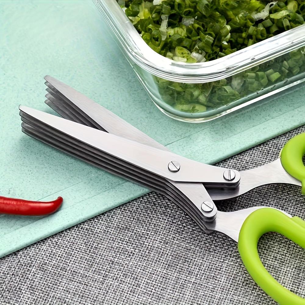 Stainless Steel Chive Scissors with Safety Cover  Multi-Purpose Kitchen Shears for Chopping Chives, Herbs, and Vegetables Ideal Home Essential