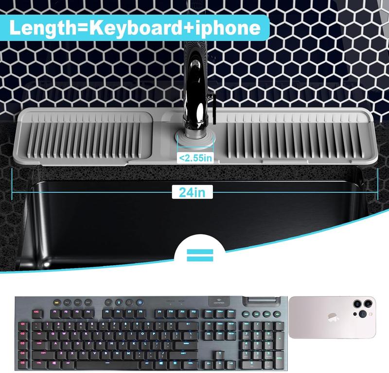 Kitchen Sink Faucet Mat, Silicone Folding Splash Guard, Draining Mat with Button Lock, Sink Faucet Protector, Sink Accessories for Kitchen Kitchen Sink Faucet Mat, Silicone Folding Splash Guard, Draining Mat with Button Lock, Sink Faucet Protector, Sink Accessories for Kitchen