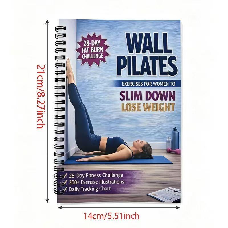 Women's Wall Pilates 28-Day Fat Loss Training Manual, Beginner Home Workout Log, Body Sculpting Fitness Challenge Book