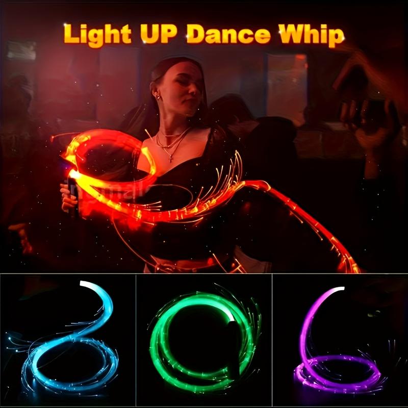 LED 7-color fiber optic whip, approx. 180 cm/70 inches, 360° rotation, USB rechargeable optical pixel whip, 3 light effects, for dance, party, gift, prom, carnival, holiday party, EDM party, Halloween decorations with light whip
