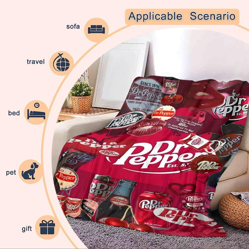 Beverage Pattern Blanket, 1 Count Soft ThrowBlanket, Air-conditioned Room Blanket, WarmNap Blanket for Home Office Travel Camping