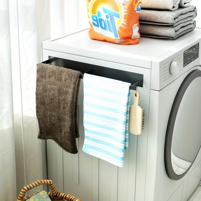 1 magnetic hanger storage rack, washing machine hanger storage rack, wardrobe laundry hanger stacking rack, balcony drying and wall hanging hanger storage rack - no punching design, simple installation, convenient storage