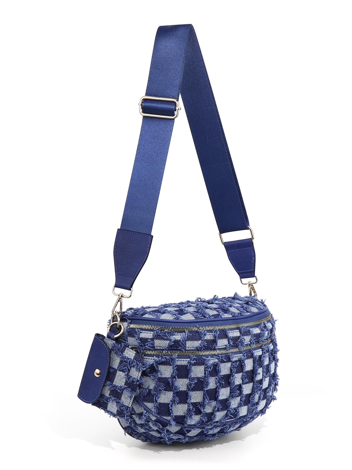 Large Denim Crossbody Bag for Women, Large Capacity Jean Shoulder Bag, Denim Shoulder Satchel, Stylish Purses and Handbags with Adjustable Strap and Coin Purse, Ladies' Saddle Bag, Girls Sling Bag for Commuting, Shopping, Dating