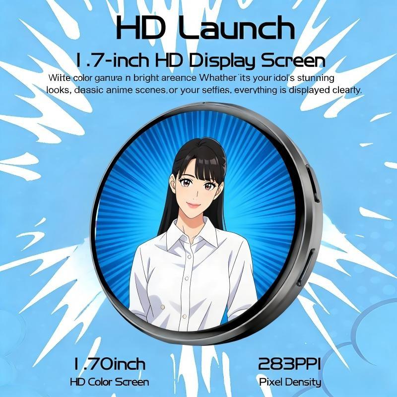 Cyber Electronic Bar Smart Network Badge 1.7-inch HD Screen Compact Anime Electronic Badge | Dynamic Display GIF/Video Badge Anime Theme