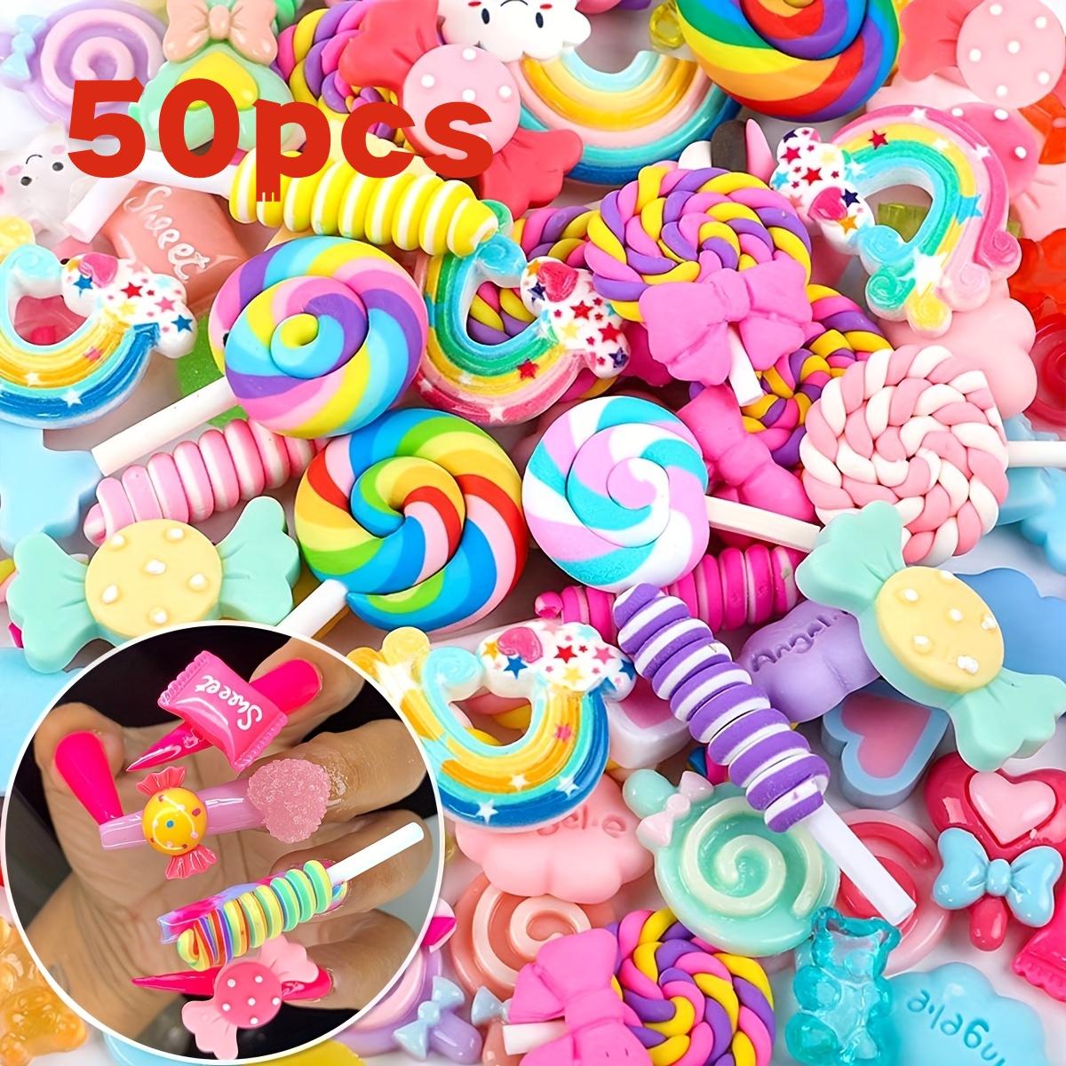 20-50pcs Candy Charms, Cute Fruit and Dessert Nail Decorations, Durable Resin Accessories for Mud, Nails, Crafts