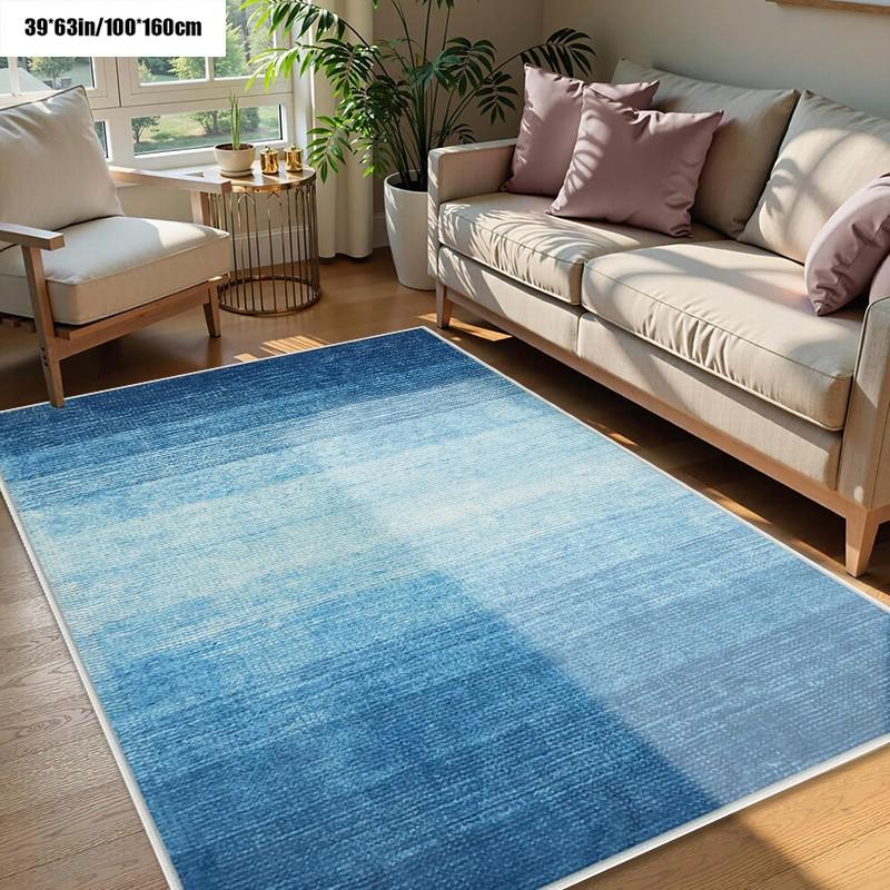 Gradient Blue Pattern Rug, Indoor Outdoor Easy Clean Soft Durable Rug, Ideal for Living Room Bedroom Dining Hallway Entrance, Perfect Home Decor and Valentine's Day Decoration, Decorative Rug, Patio Rug
