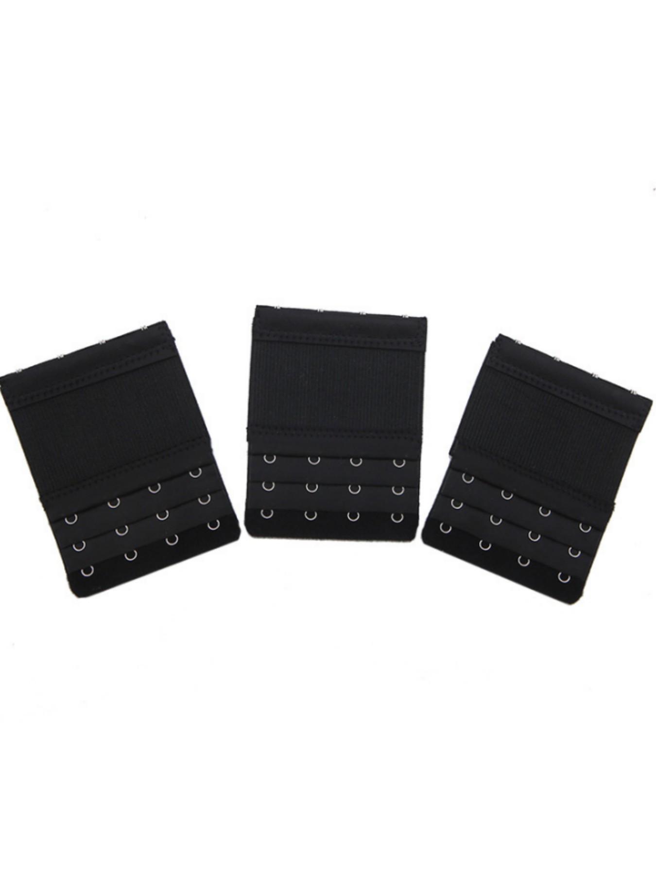 3-Pack Women's High Elastic Bra Extenders, 3-Row 4-Hook Bra Extension Clasps, Stainless Steel Bra Extenders, Bra Back Hooks