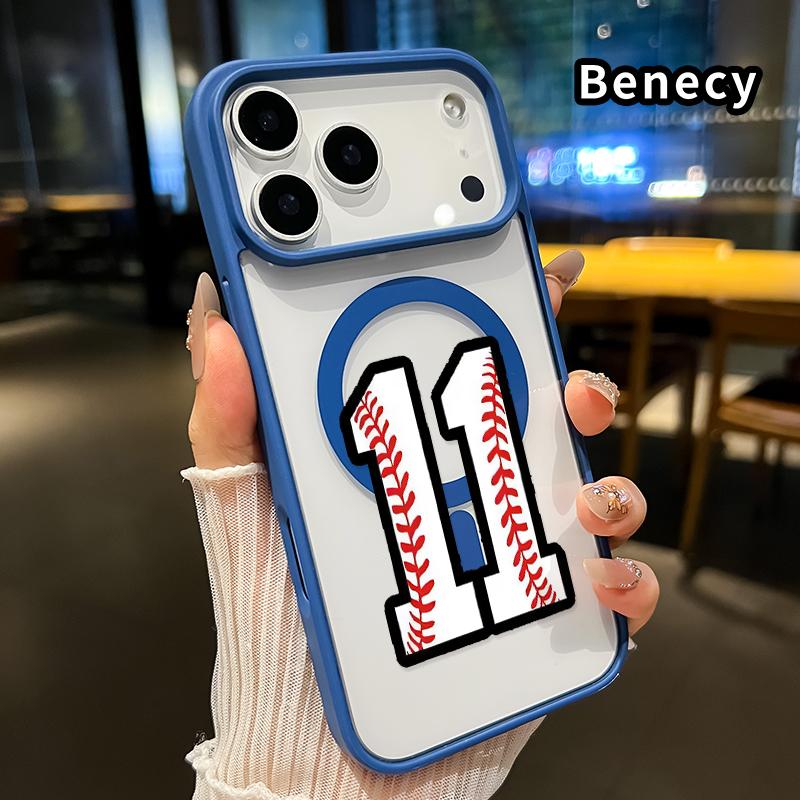 Baseball - Number Eleven Pattern Magnetic Phone Case for iPhone 17 16  Pro Max Plus 15 14 13 12 11 Air E  Non-Yellowing Shockproof Soft Silicone Transparent Acrylic Supports Wireless Charging Cover