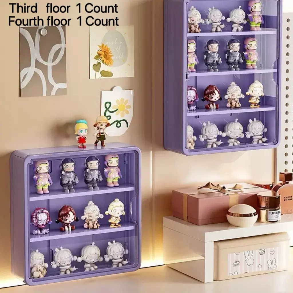 Large Wall-Mounted Display Shelf, 4-Tier Acrylic Storage Box, Clear Organizer, Space-Saving Action Figure Holder, Ideal Gift for Collectors & Fans