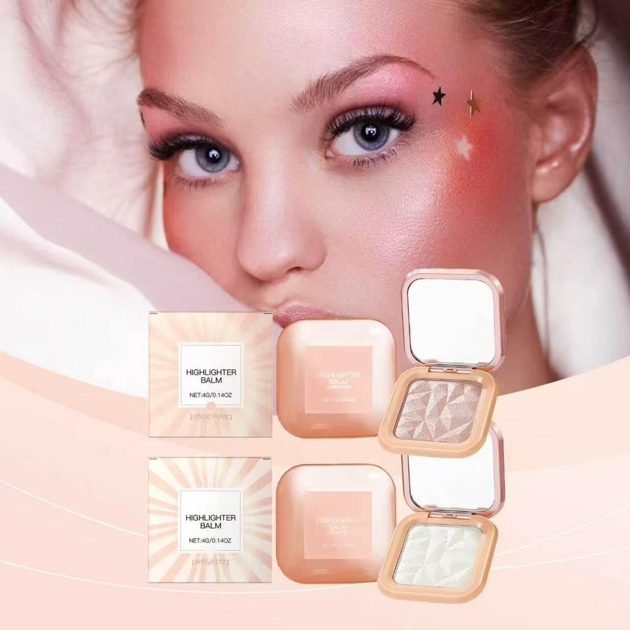Rainbow Halo Powder Highlighter Palette, Mica-Blend Shimmery Iridescent Face Cosmetic, Nourishing Gentle Care, Radiance-Boosting Face Brightening & Contour Sculpting, Long-Lasting, Multi-Use for Party Makeup, Brightens
