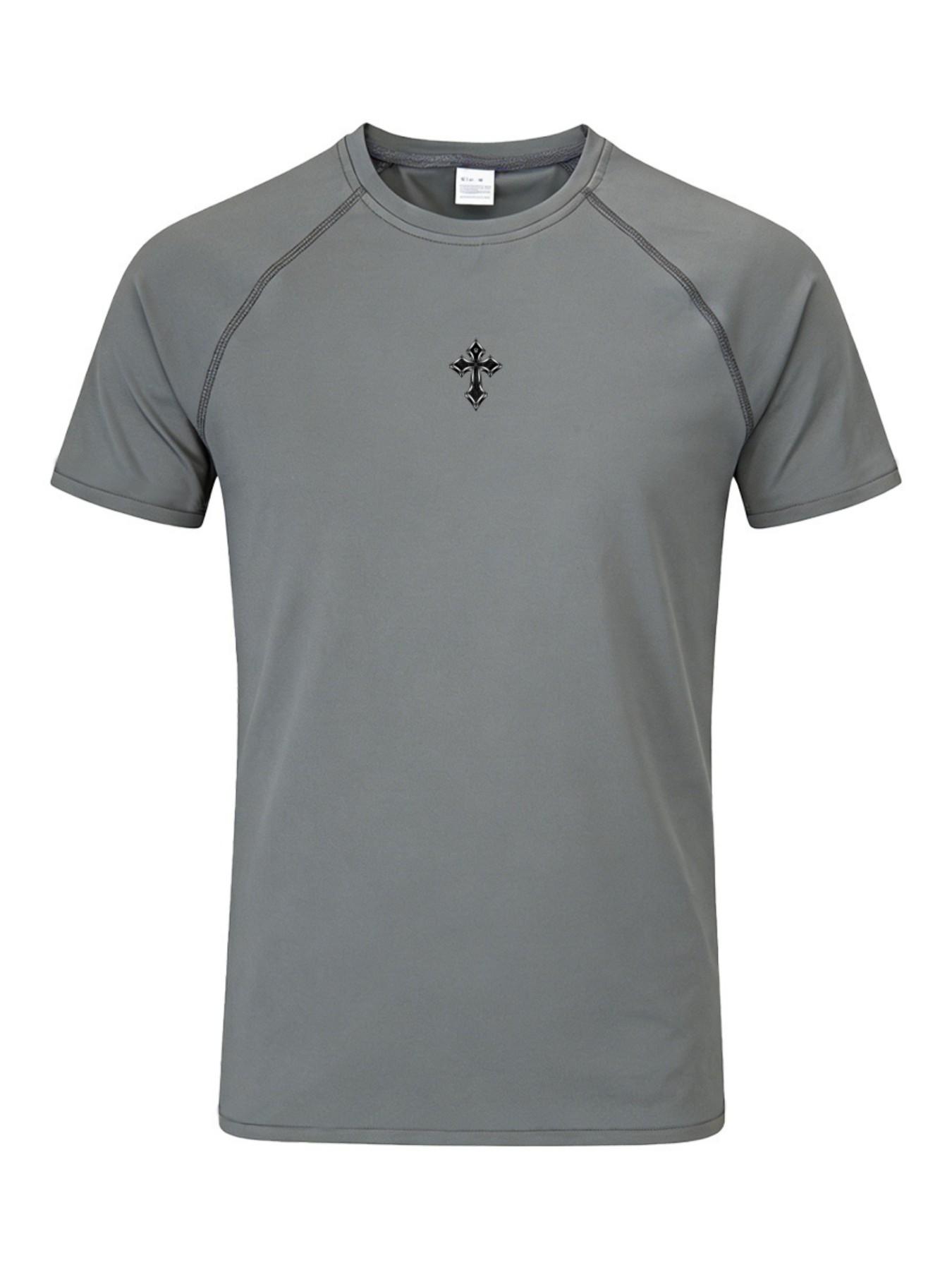 Four-Piece Men's Quick-Dry Short Sleeve Gym Training Wear, Cycling, Comfortable and Breathable, Ideal for Workouts and Outdoor Activities