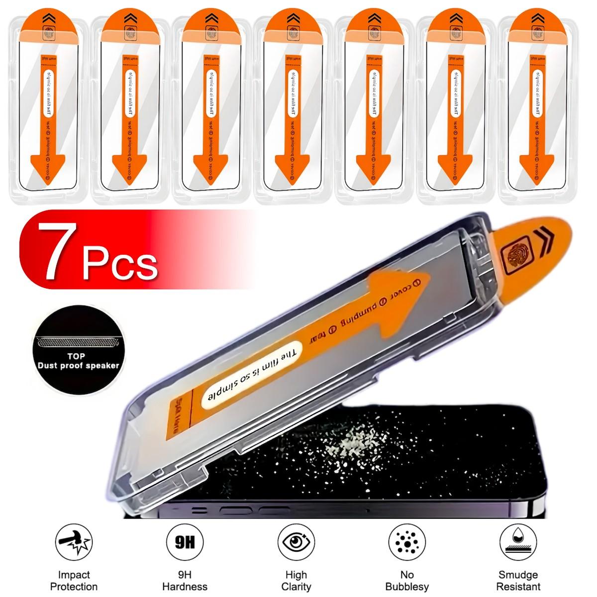 Tempered Glass Screen Protector with One-Click Film Applicator, Full Coverage Edge Protective Anti-fingerprint Screen Protector for iPhone, Computer