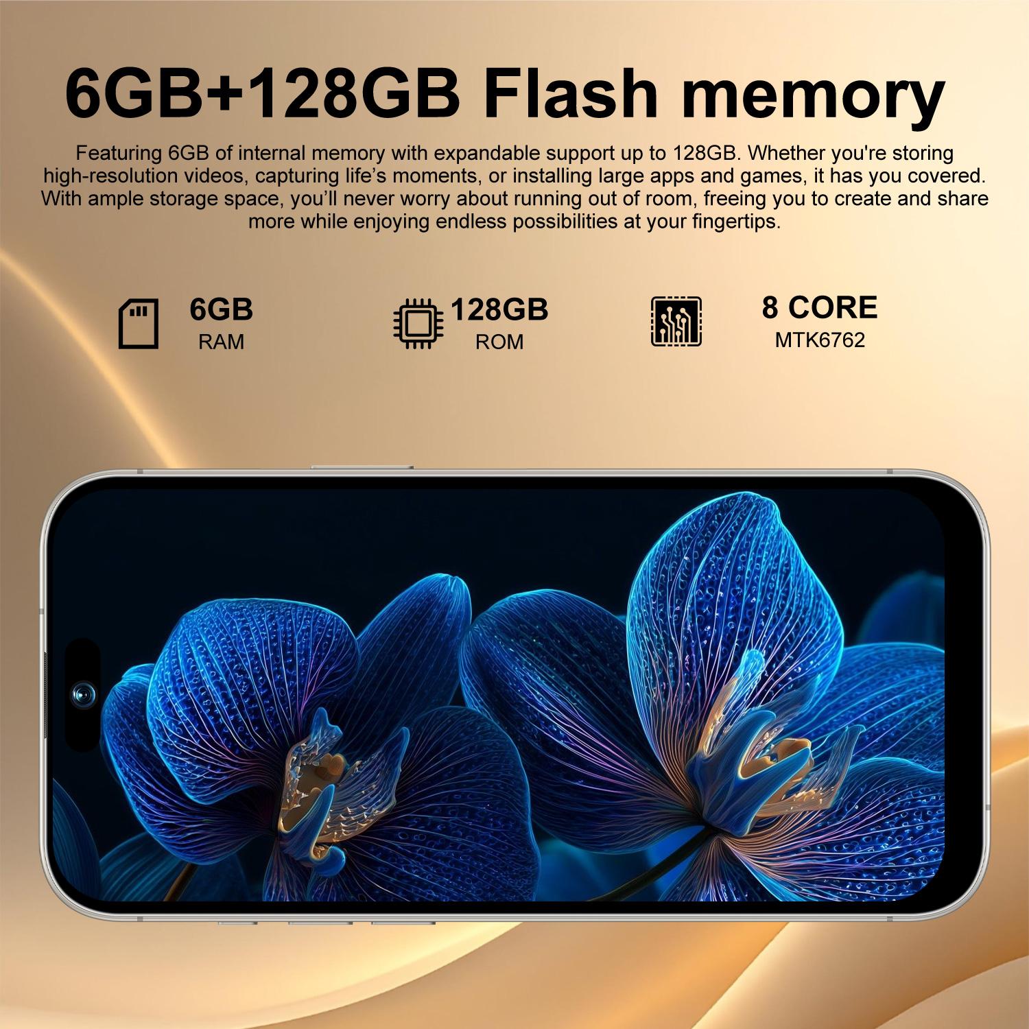 Astarry 17 Pro Max Large Screen Smartphone Mobile Phone, 6gb+128GB RAM, 6.61-Inch Screen, Dual Sim, 8+20mp Camera, 4g Network, Wi-Fi Bluetooth-compatible, Type-C Port