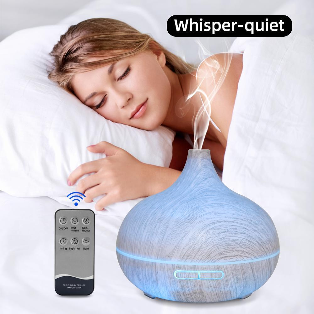 SRH 2 PCS 550ml Cool Mist Essential Oil Diffuser and Humidifier with Auto Shut-Off Remote Control 7 Color LED Lights Soundwave Tech for Home Bedroom Office pro vir tec large fog colorful  vintage commercial branch tube w rain sound tabletop mode