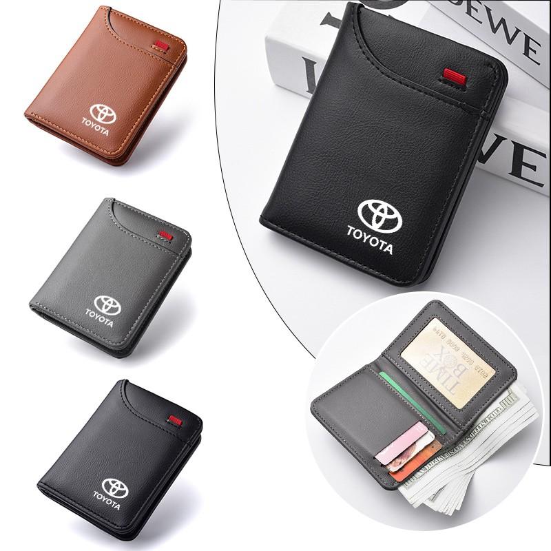 Car Leather Mini Credit Card Purse, Soft Portable Small Wallet, Wallet Card Holder, Compatible with Toyota Corolla, Land Cruiser, Camry, Rav4