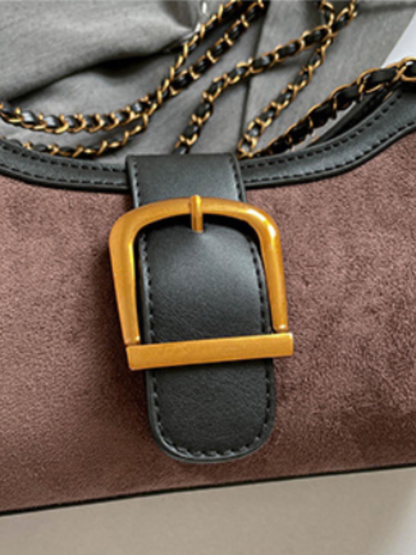 Women's French Vintage Colorblock Underarm Bag, Lightweight Single Shoulder Bag with Ribbon Patchwork Design, Stylish and Unique Handbag