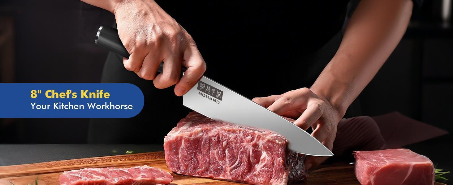 MDHAND Kitchen Knife Set, 7PCS Professional Japanese Knife Set, High Carbon Stainless Steel Chef Knife Set with Black Pakkawood Handle, Professional Ultra Sharp Kitchen Knives for Cooking, Elegant Box, mothersdaygift#Summervibes