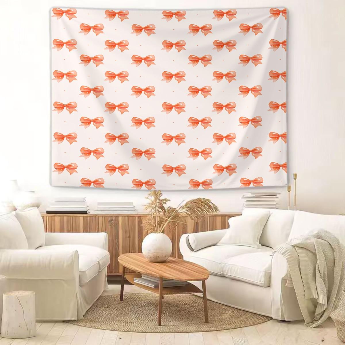 Bow Series Cute Romantic Sweet Decorative Tapestry, Gentle Healing Girlish Aesthetic, Photo & Party Backdrop, Housewarming Birthday Valentine's Day Christmas Gift