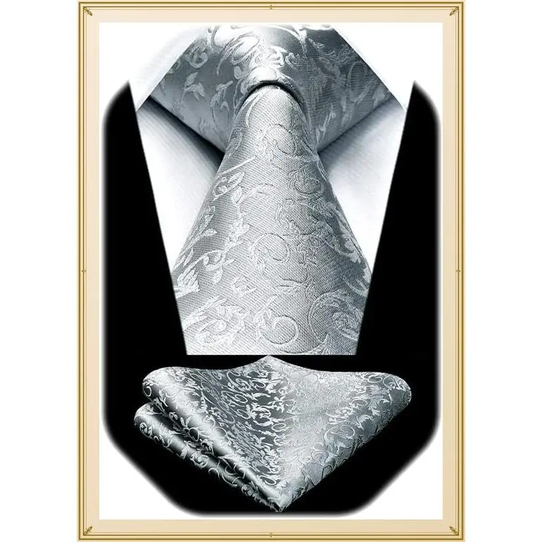Paisley Ties for Men Solid Tie Handkerchief Floral Men's Necktie & Pocket Square Set Wedding Classic Mens TiesGift