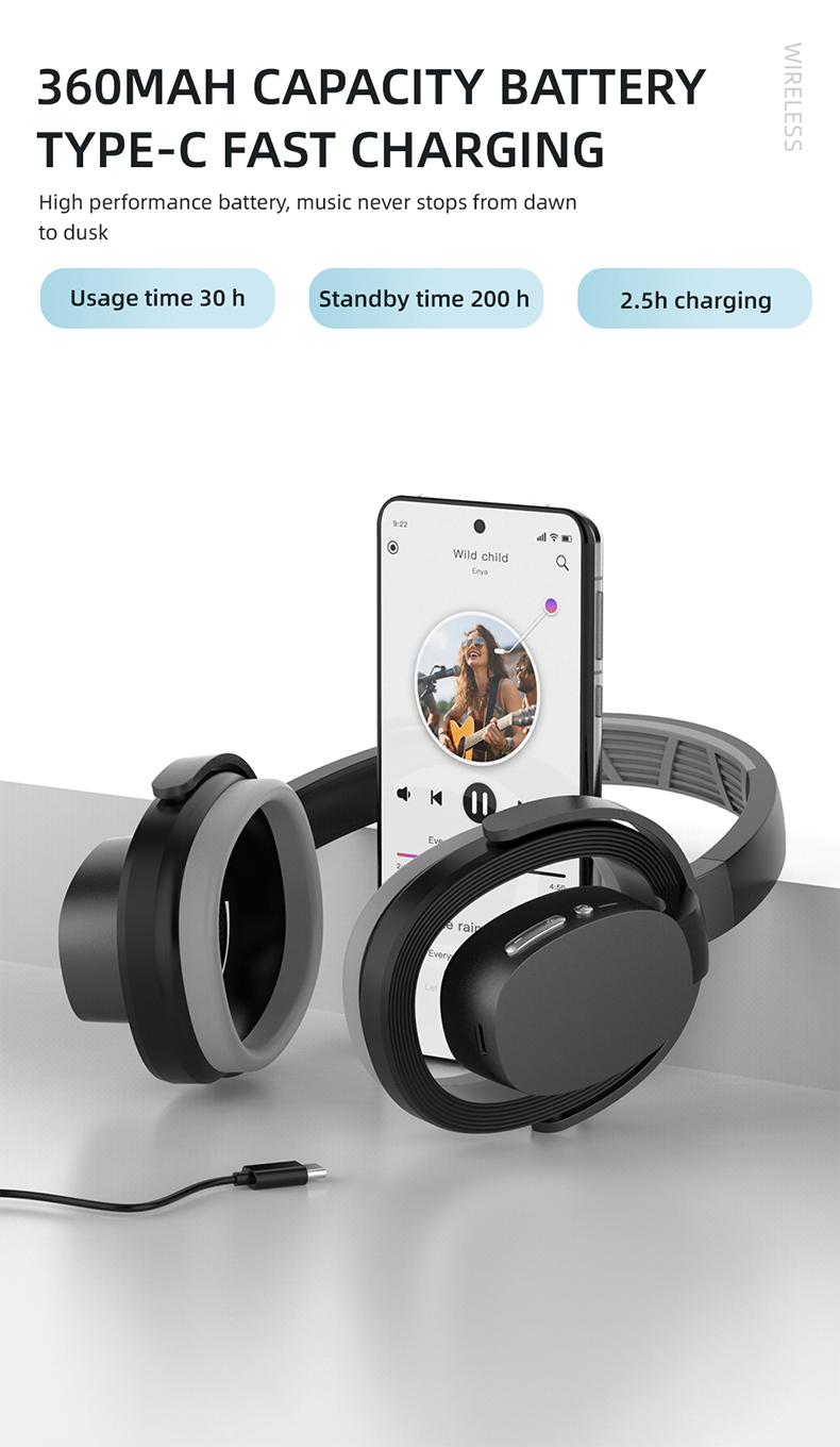 PAXA ZW-083 Headset Bluetooth Headphones，Hollow Earphone Design,Outstanding Acoustic Performance Balance Technology,  Low-Latency Sound Image Synchronization, Bluetooth 5.4 Stable Version, 30-Hour Battery Life, Suitable For Work Or Outdoor Activities.