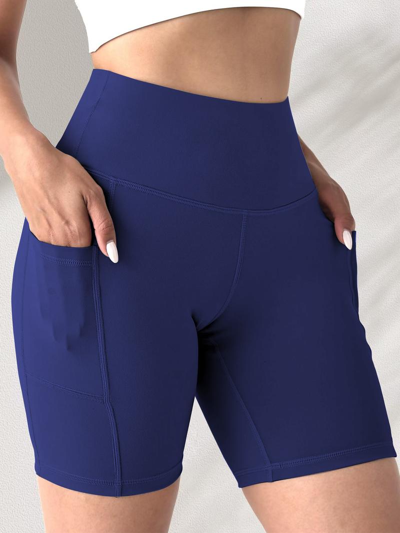 3pcs/Set Plus Size Women's Sportswear Tight Shorts High Waist Elastic Abdomen Control Yoga Shorts With Pockets