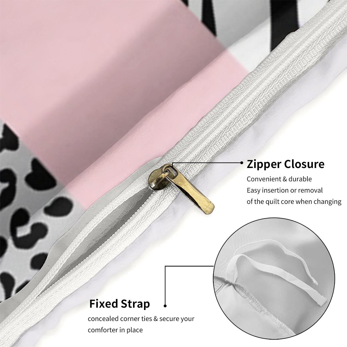 Zebra Leopard Print Bedding Set, Ultra Soft Breathable Duvet Cover, High Definition Digital Print, 100% Polyester, Includes Pillowcases, Bedroom Bedding Set