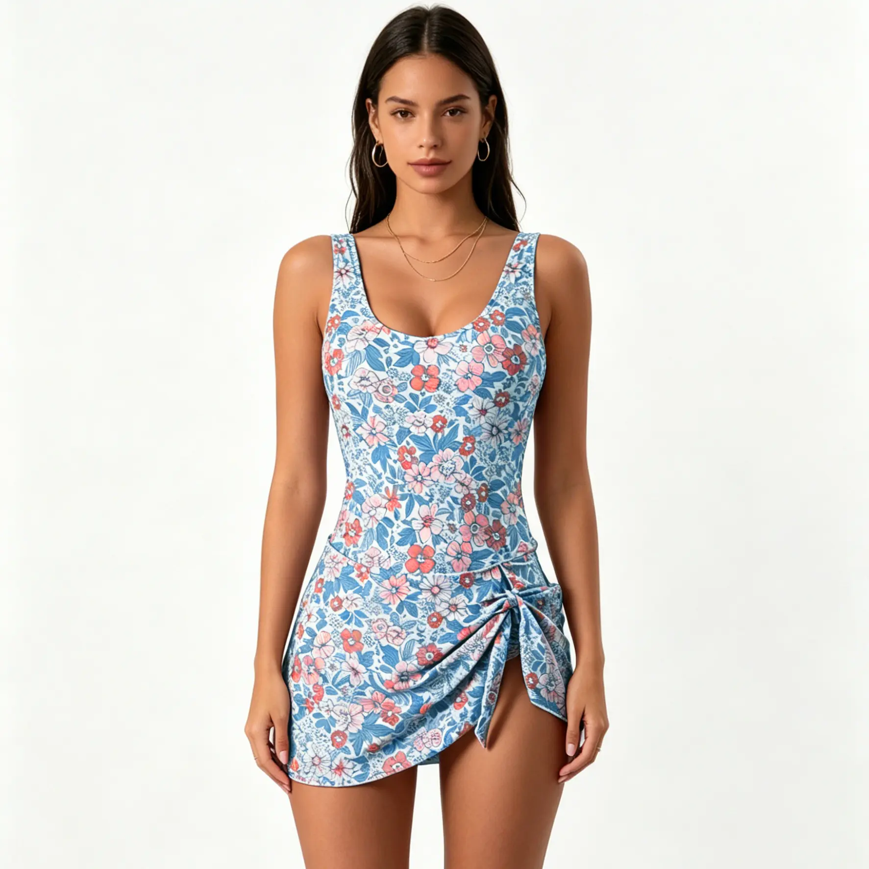 Women's Floral Print Swim Dress – Skirted One-Piece Bathing Suit with Tummy Control, Comfortable & Slimming Swimsuit for Summer