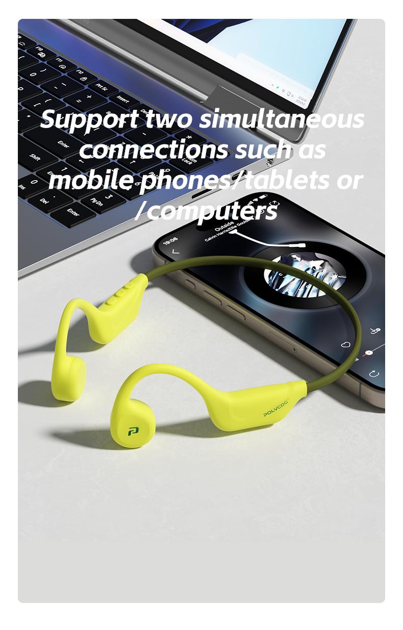 Polvcdg Bone Conduction Bluetooth Wireless Headphones - High-quality sound, suitable for connecting to mobile phones. Perfect for calls, while exercising, running or during sports. Sweat-resistant. Long-wearing without causing discomfort Christmas gift