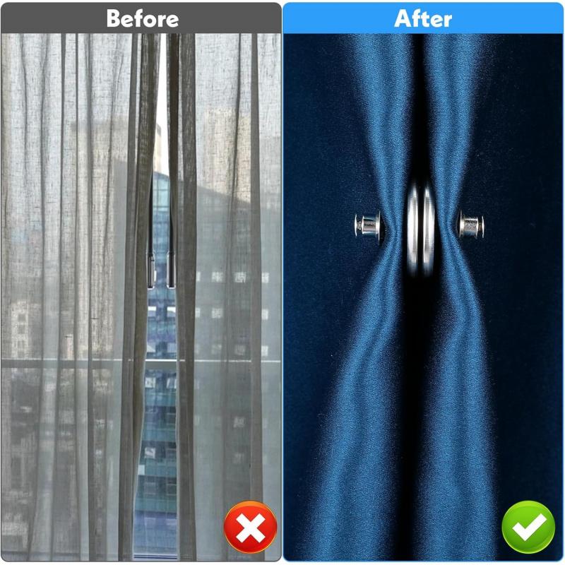 8 pairs Magnetic Curtain Clips, Light Blocking Curtain Magnets to Keep Curtains Closed, for Bedroom Home Office Draperies