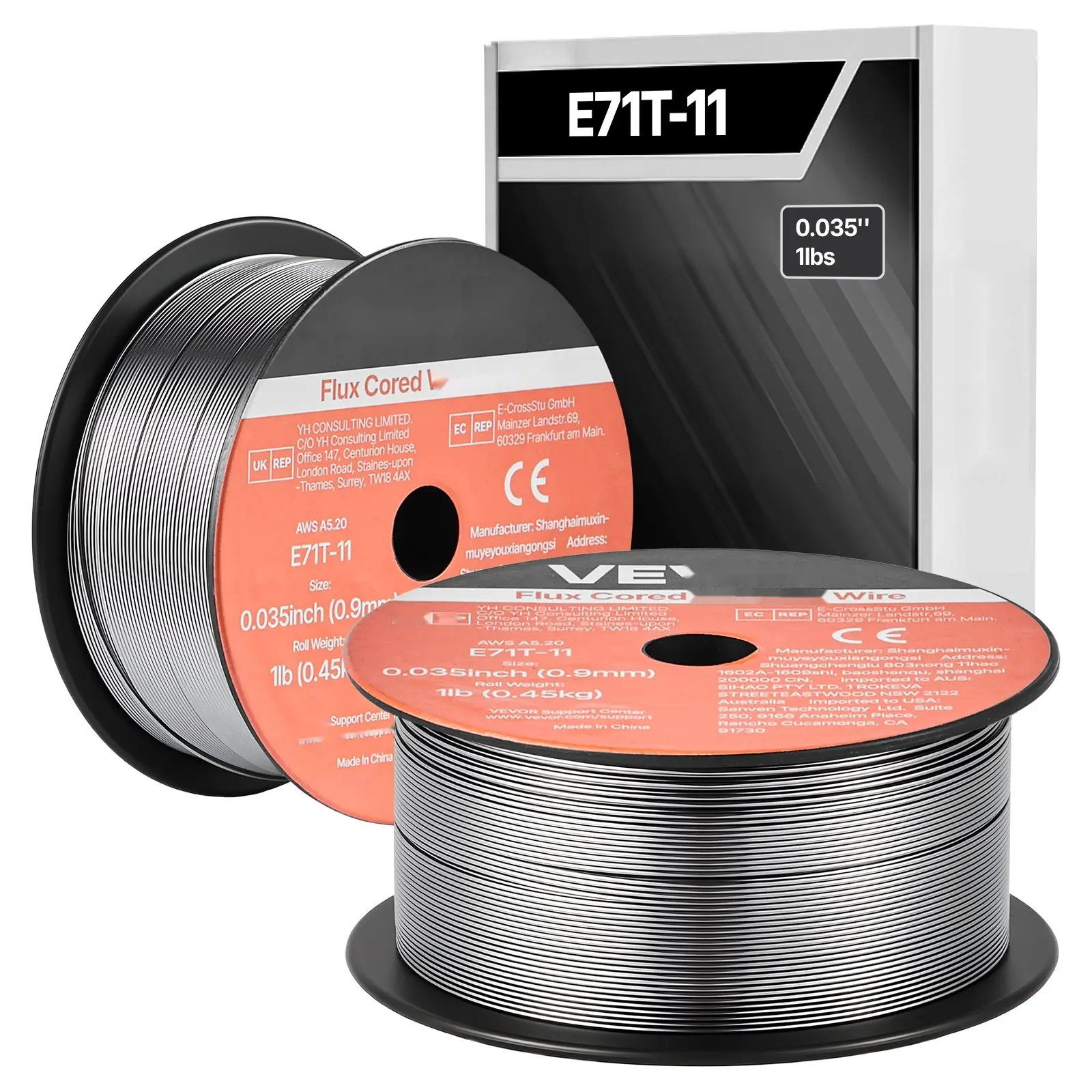 Flux Core MIG Welding Wire, E71T-11 0.035-Inch, 1 Pound, Gasless Mild Steel Wire With Low Spatter For All Position Arc Welding, Self-Shielded For Outdoor Use, Pack Of Two Rolls Value Pack