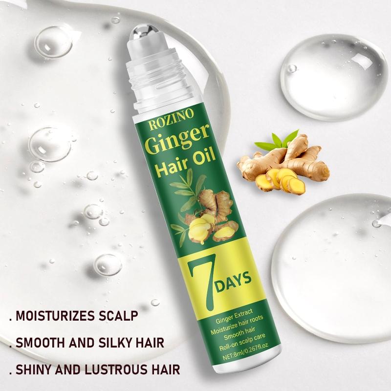 Rozino7 Ginger Hair Oil 8ML, Scalp Care Rollerball, Multi-Effect Hair