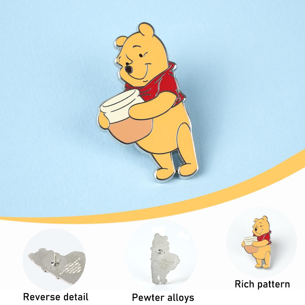 1PC Winnie Pooh Bear Enamel Pins Cute Cartoon Button Pins Decorative Badges Clothes Bag Backpack Hats Band Funny Womens Brooches Collectible Display Birthday Anime Peripheral Gifts